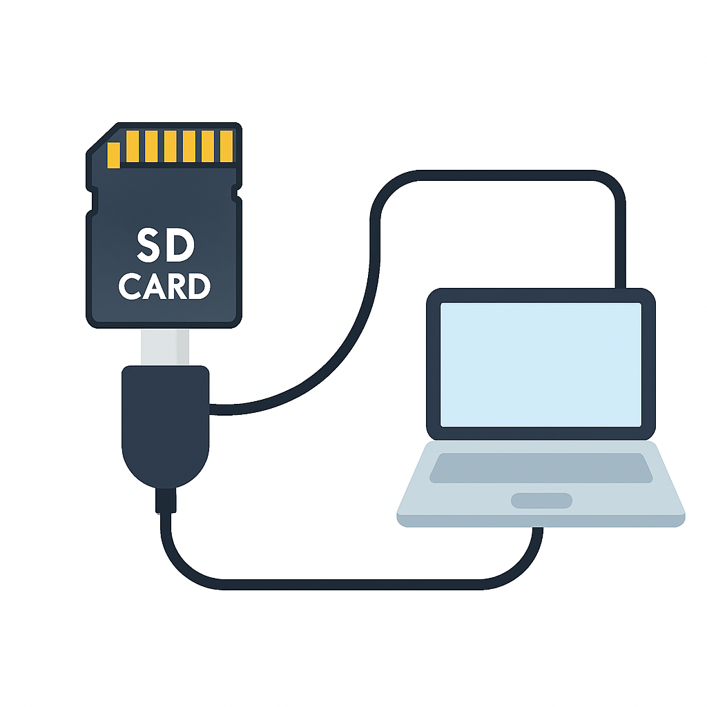 SDカードリーダーとアダプタでバックアップを
